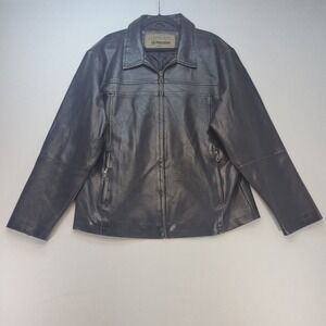 Machine Faux Leather Jacket Mens XL Black Biker Type Field Apparel Full Zip